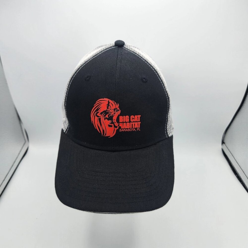 Big Cat Habitat Black White Mesh Snapback Hat Sarasota Florida EUC